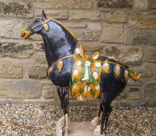 Handsome Pair Of Large Chinese Tang Horses In Sancai Glaze - Image 4