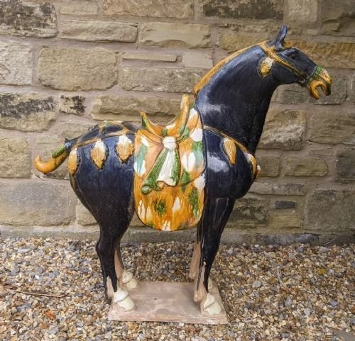 Handsome Pair Of Large Chinese Tang Horses In Sancai Glaze - Image 6