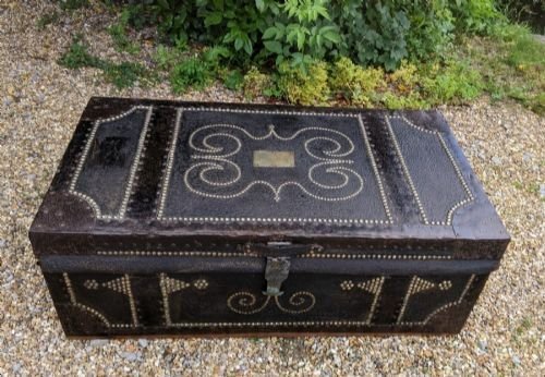 Regency Studded Leather & Metal Bound Trunk Samuel Pratt