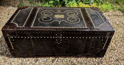 Regency Studded Leather & Metal Bound Trunk Samuel Pratt - Image 5