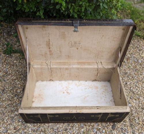 Regency Studded Leather & Metal Bound Trunk Samuel Pratt - Image 8