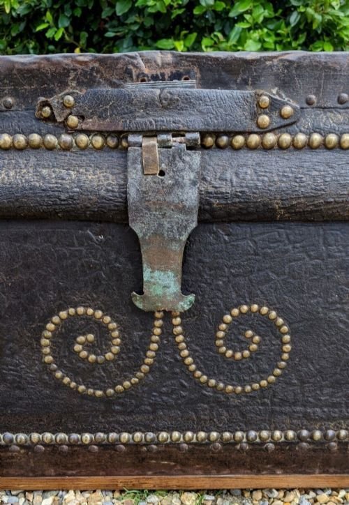 Regency Studded Leather & Metal Bound Trunk Samuel Pratt - Image 7