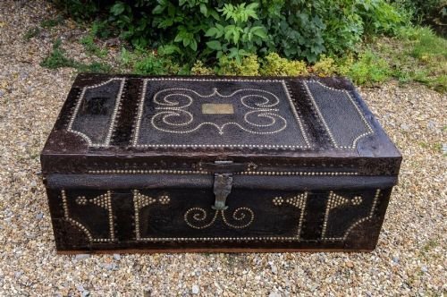 Regency Studded Leather & Metal Bound Trunk Samuel Pratt - Image 10