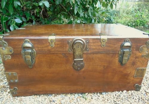 19th Century Brass Bound Camphor Wood Chest - Image 2