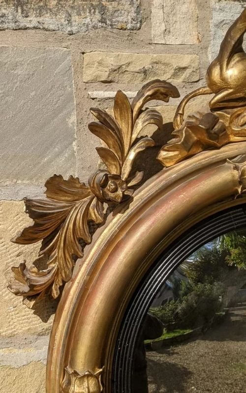 Regency Convex Giltwood Mirror Deer Crest - Image 3