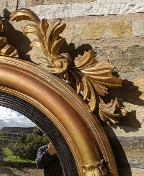 Regency Convex Giltwood Mirror Deer Crest - Image 5