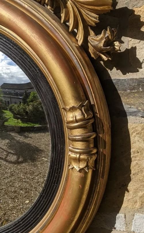 Regency Convex Giltwood Mirror Deer Crest - Image 6