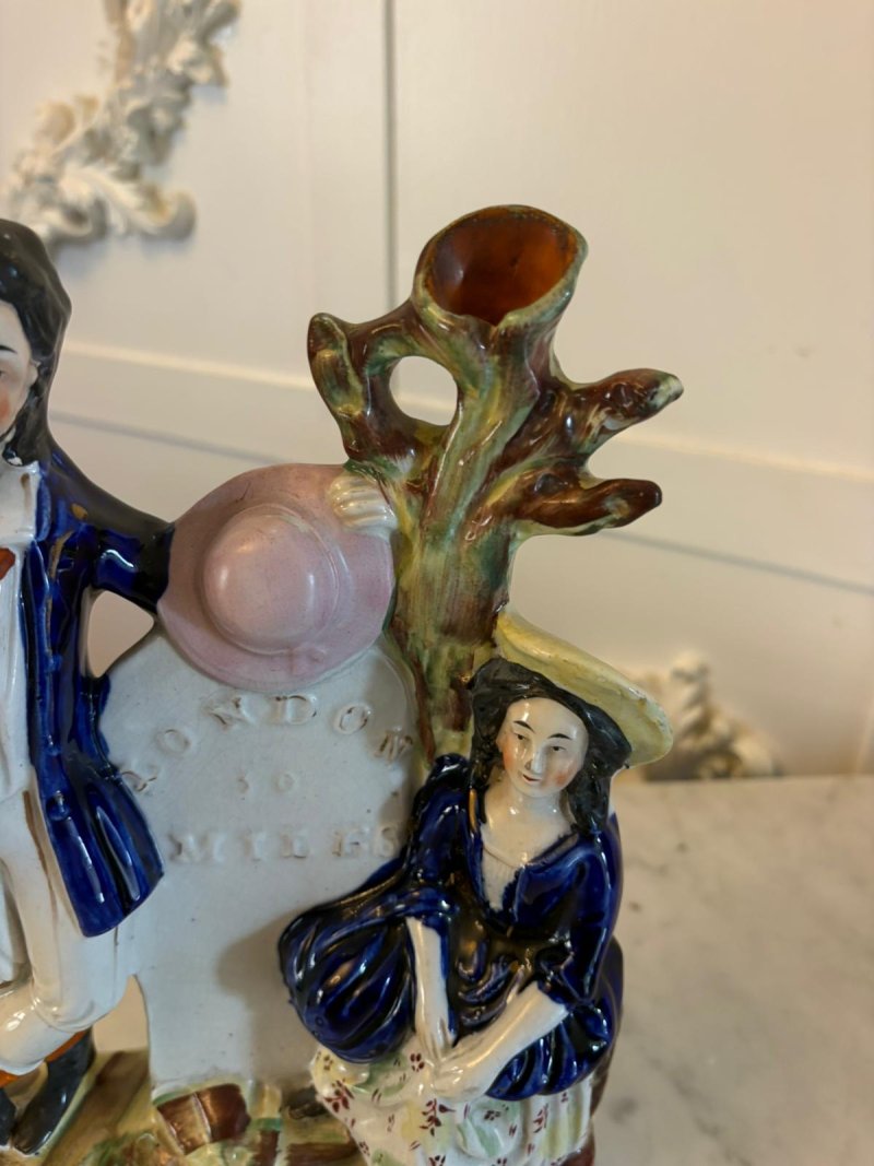 Antique Staffordshire Pottery Figure Spill Vase Man and Woman - Image 2