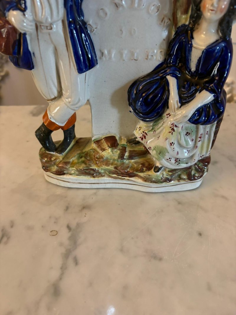 Antique Staffordshire Pottery Figure Spill Vase Man and Woman - Image 7