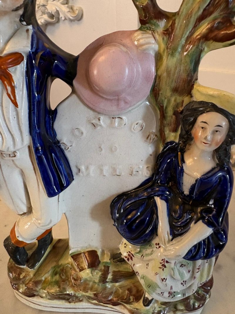 Antique Staffordshire Pottery Figure Spill Vase Man and Woman - Image 6