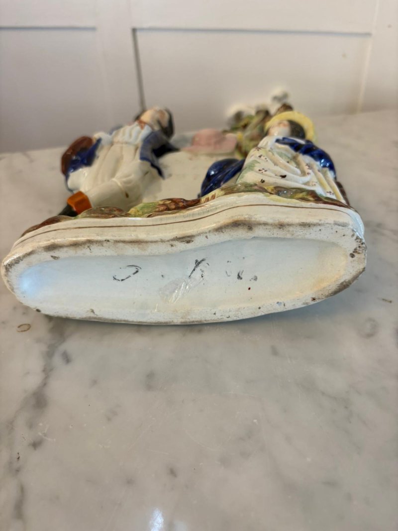 Antique Staffordshire Pottery Figure Spill Vase Man and Woman - Image 3