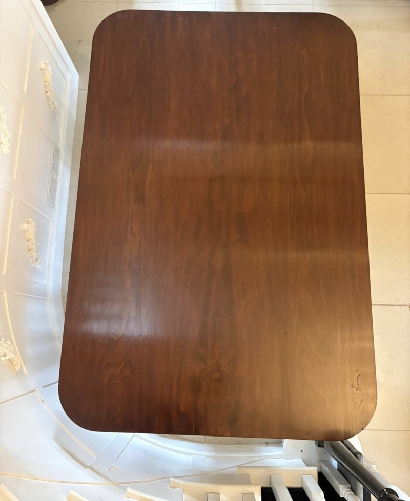 Antique William IV English Figured Mahogany Pedestal Tilt Top Dining Table - Image 8