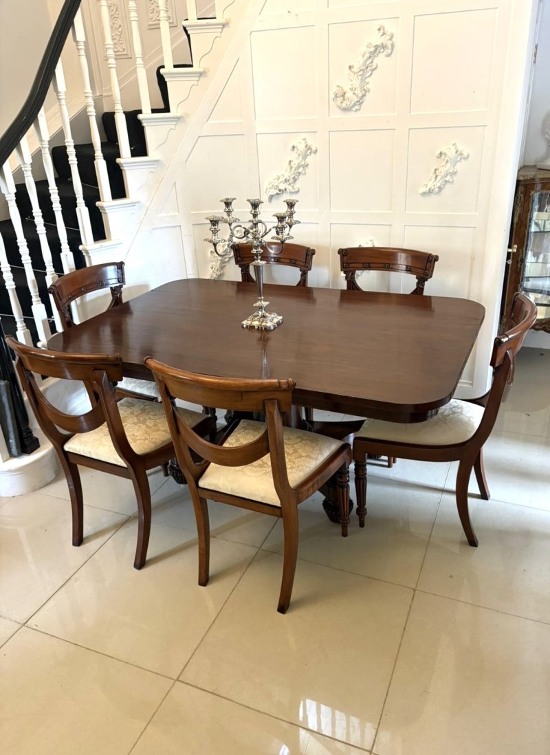 Antique William IV English Figured Mahogany Pedestal Tilt Top Dining Table - Image 2