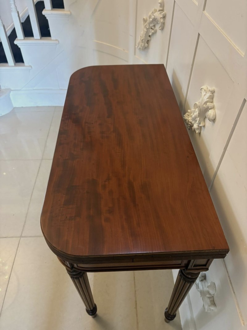 Antique Gillows George III Mahogany Console Hall Card Table Reeded Legs Fold Over Top - Image 9