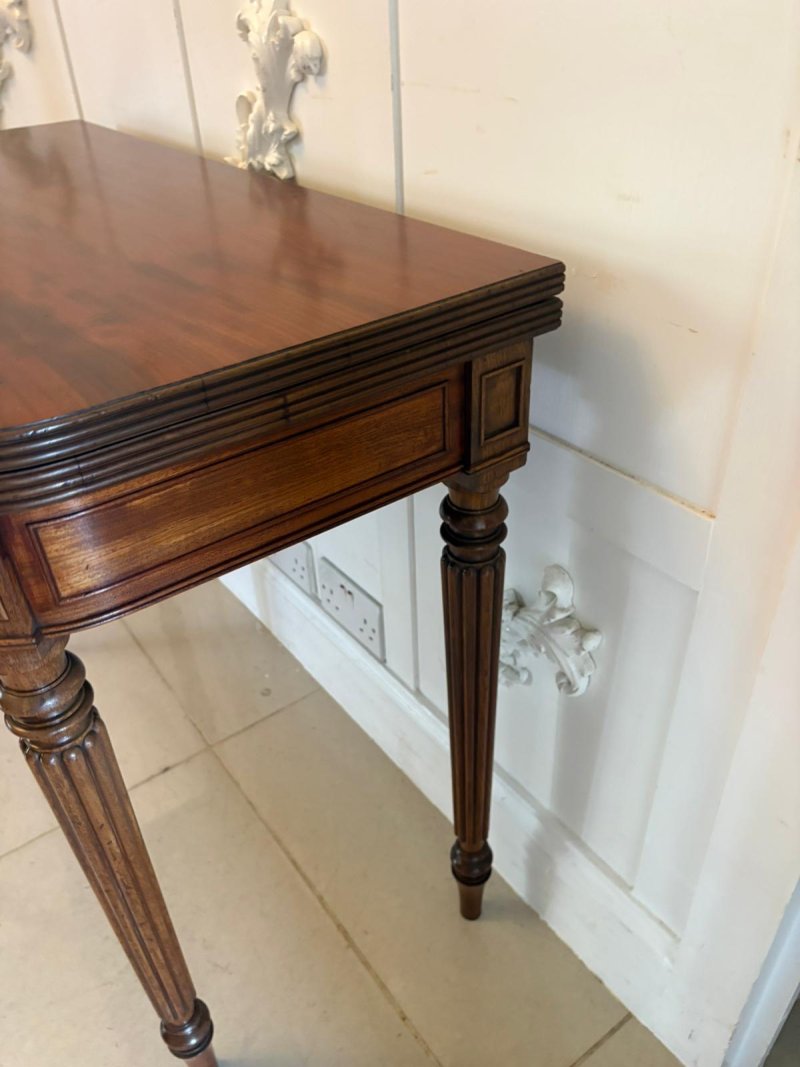 Antique Gillows George III Mahogany Console Hall Card Table Reeded Legs Fold Over Top - Image 8