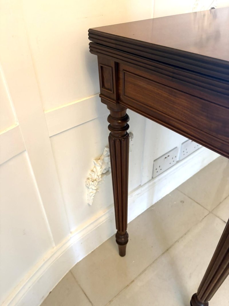 Antique Gillows George III Mahogany Console Hall Card Table Reeded Legs Fold Over Top - Image 12
