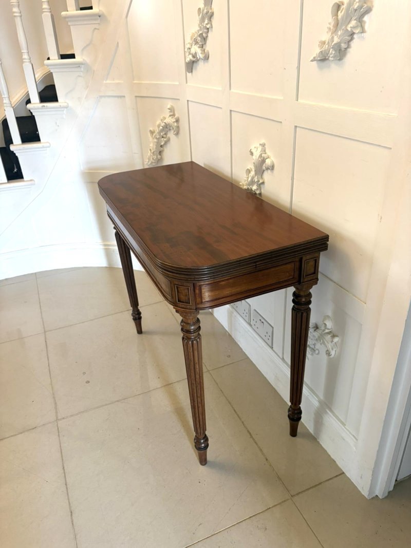 Antique Gillows George III Mahogany Console Hall Card Table Reeded Legs Fold Over Top - Image 10