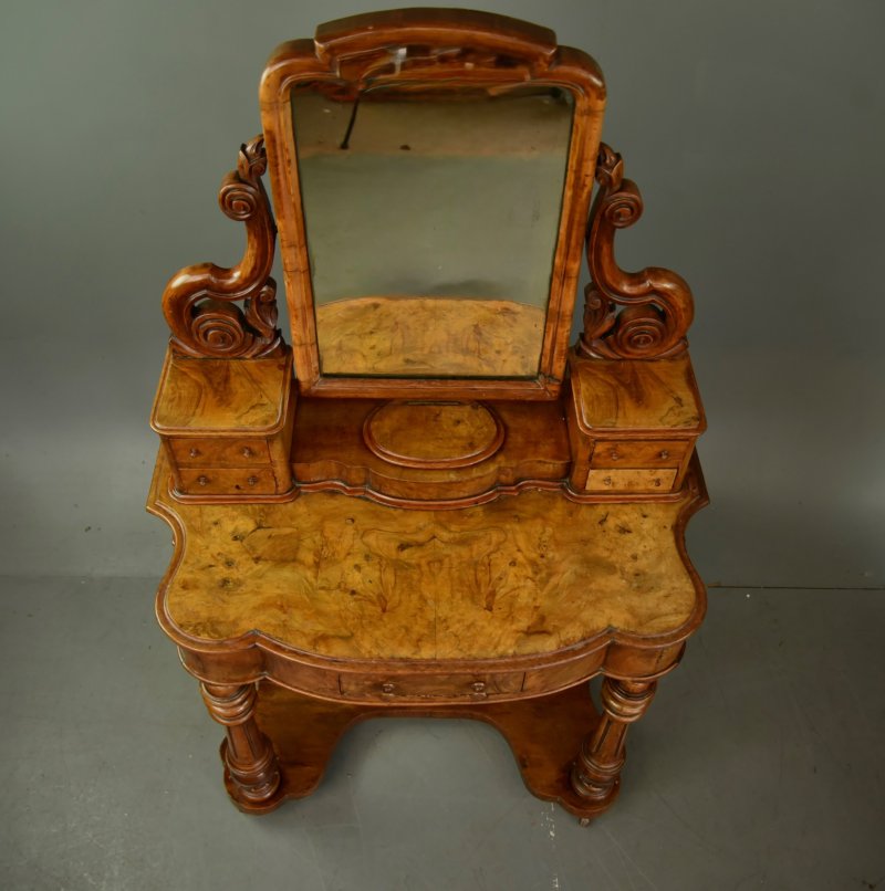 Victorian Burr Walnut Dressing Table - Image 7