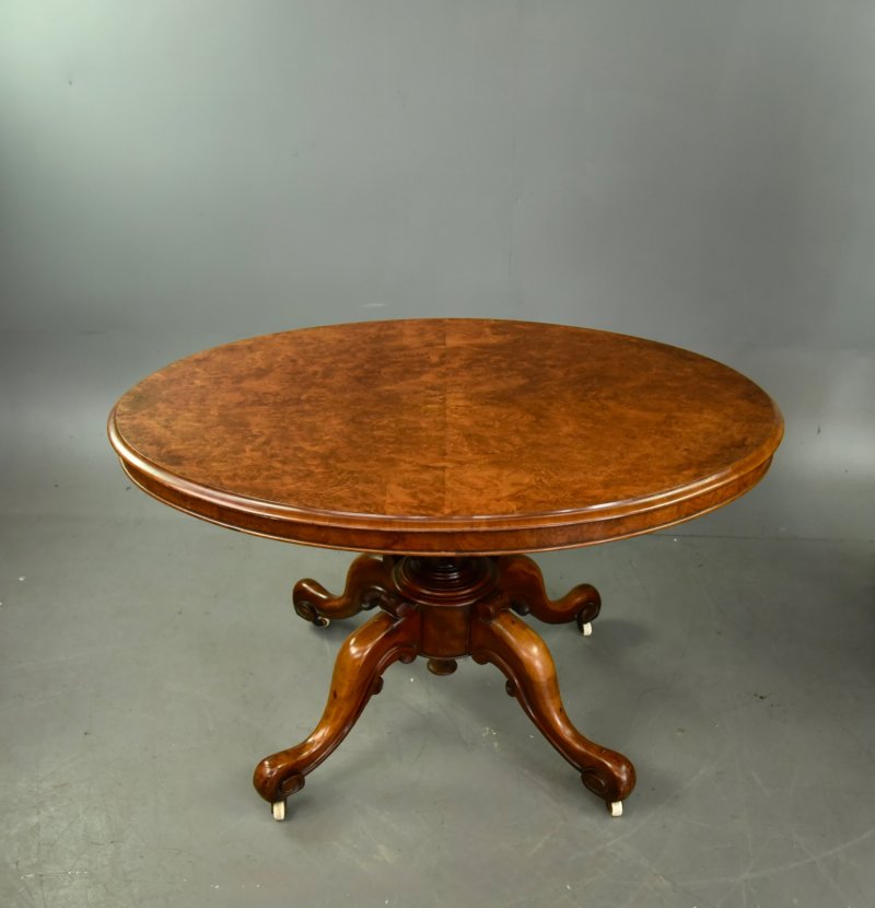 Victorian Oval Burr Walnut Breakfast Table - Image 2
