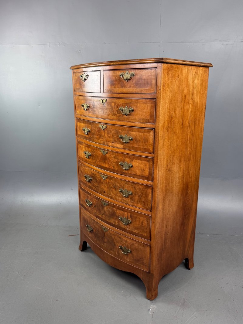 Walnut Bowfront Chest Of Drawers - Image 2