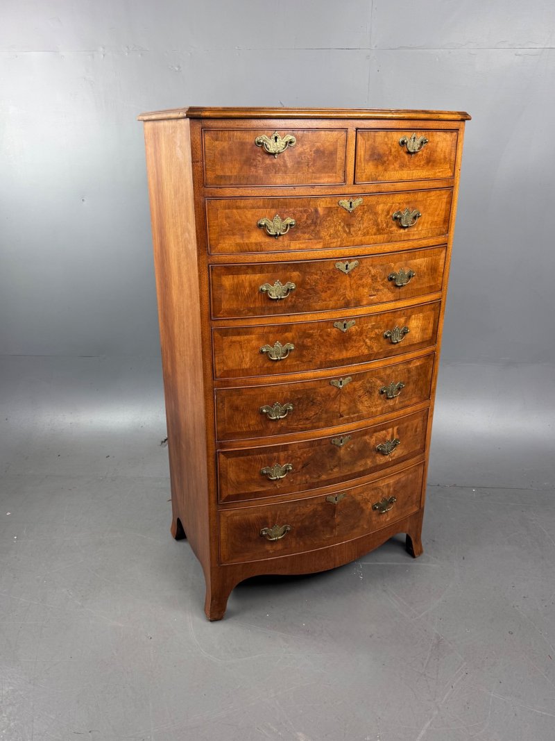 Walnut Bowfront Chest Of Drawers - Image 3