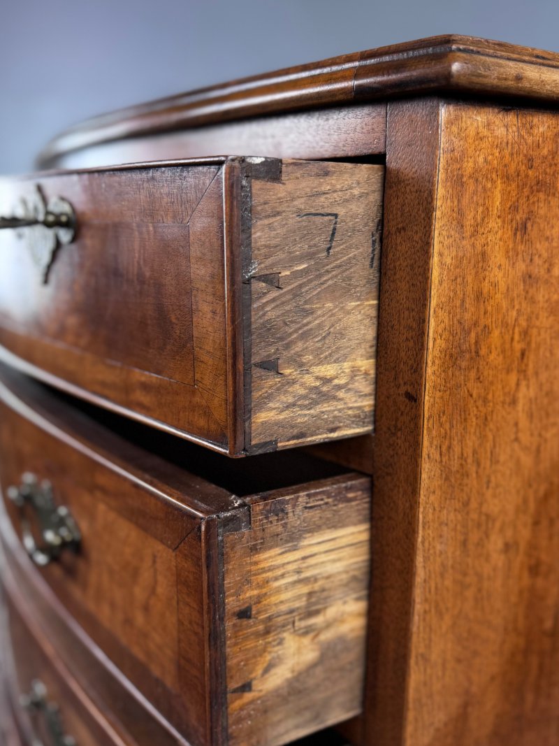 Walnut Bowfront Chest Of Drawers - Image 5