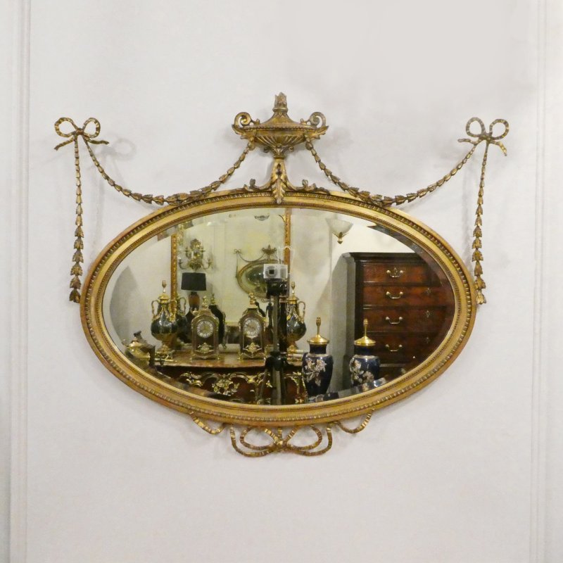 Edwardian Adam Style Giltwood Wall Mirror