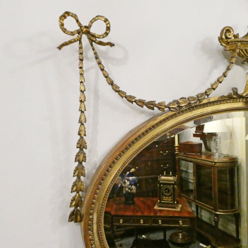 Edwardian Adam Style Giltwood Wall Mirror - Image 5