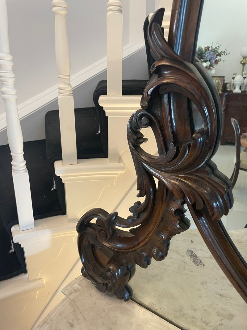 Outstanding Quality Antique Victorian Burr Walnut And Carved Mirror Back Credenza/Sideboard - Image 5