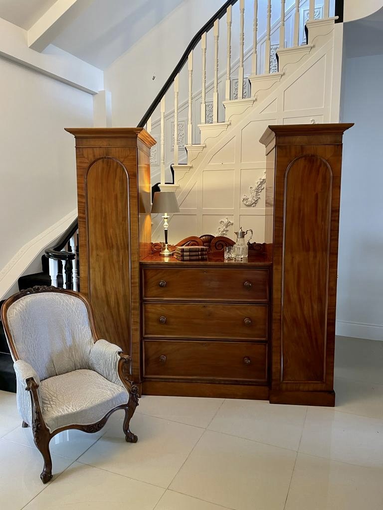 Large Unusual Antique William IV Quality Mahogany Wardrobe - Image 5