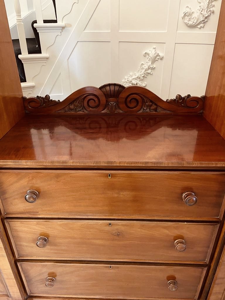 Large Unusual Antique William IV Quality Mahogany Wardrobe - Image 7