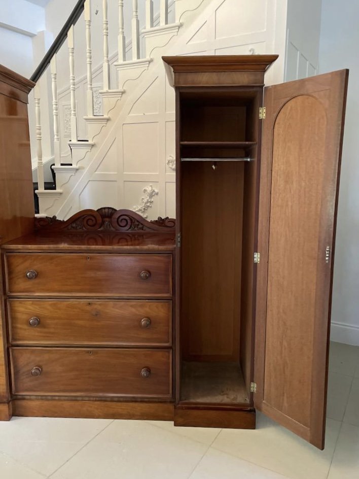 Large Unusual Antique William IV Quality Mahogany Wardrobe - Image 4