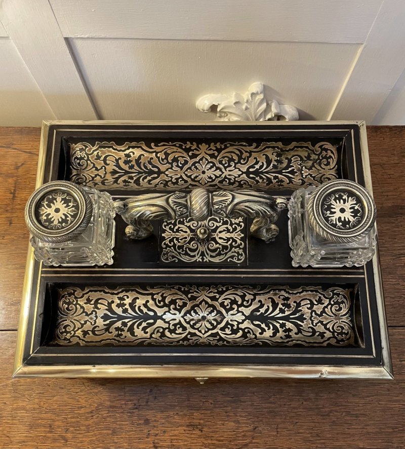 Fine Quality Antique Victorian French Freestanding Inlaid Boulle Desk Set - Image 9