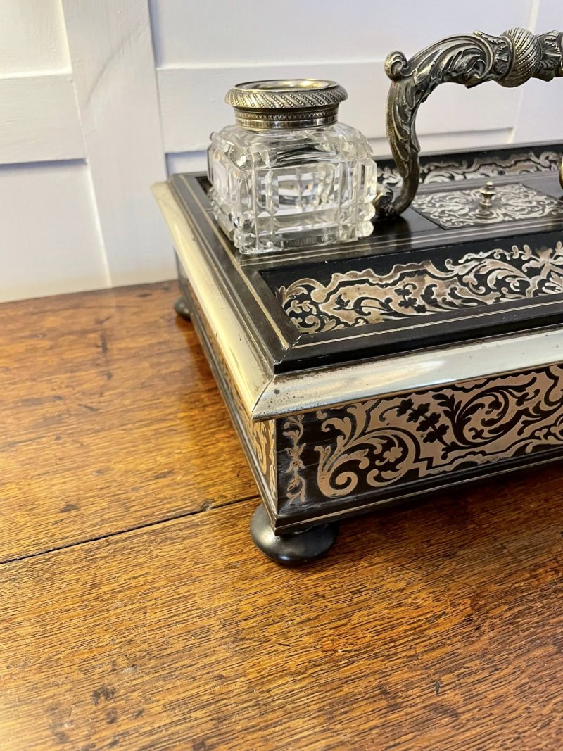 Fine Quality Antique Victorian French Freestanding Inlaid Boulle Desk Set - Image 15