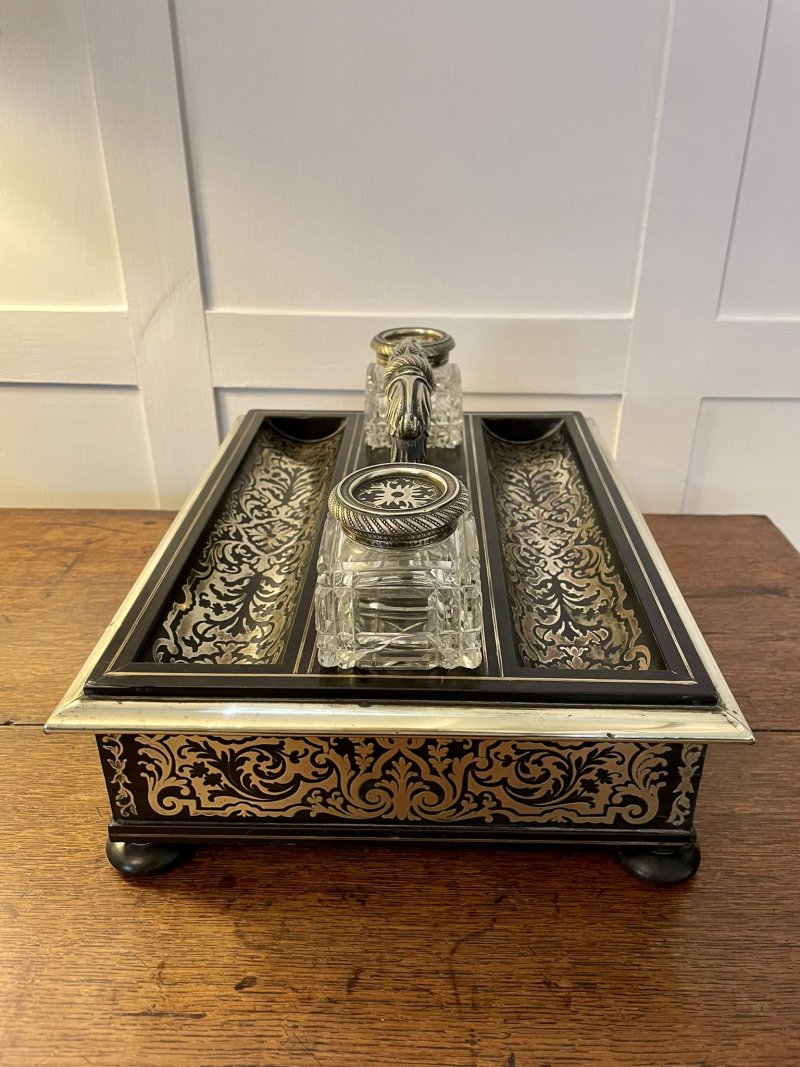 Fine Quality Antique Victorian French Freestanding Inlaid Boulle Desk Set - Image 7