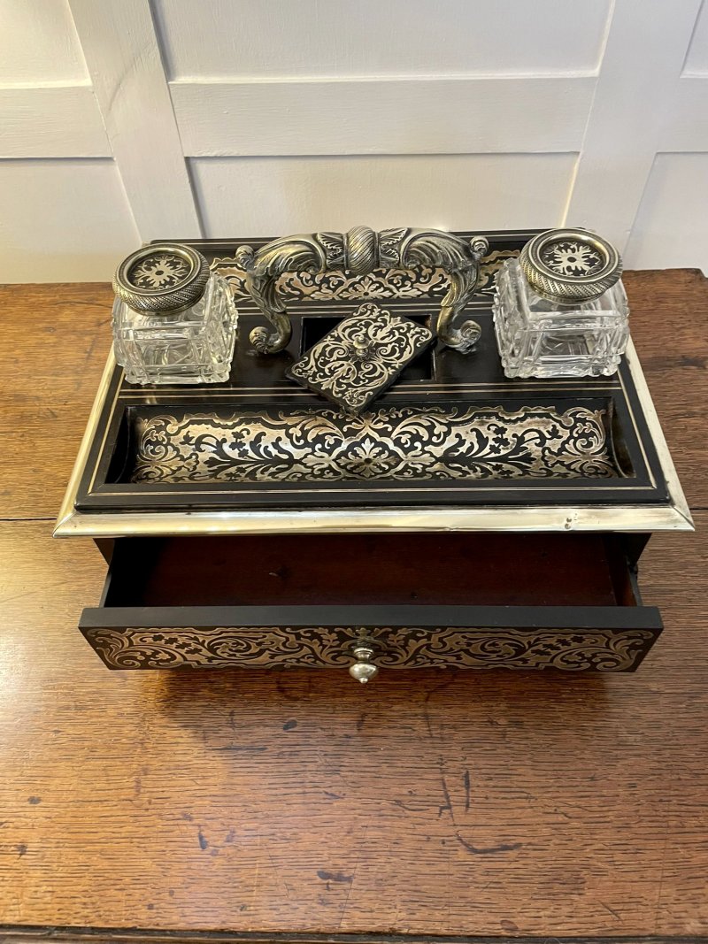 Fine Quality Antique Victorian French Freestanding Inlaid Boulle Desk Set - Image 14