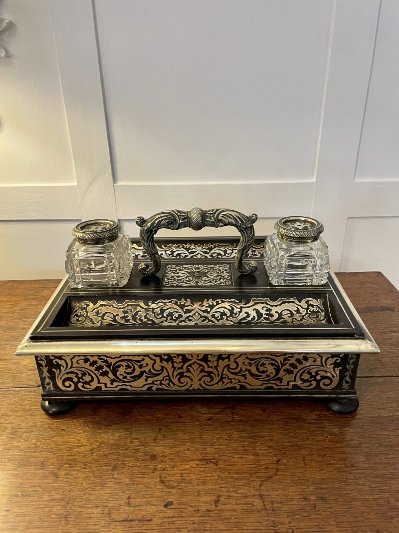 Fine Quality Antique Victorian French Freestanding Inlaid Boulle Desk Set - Image 3