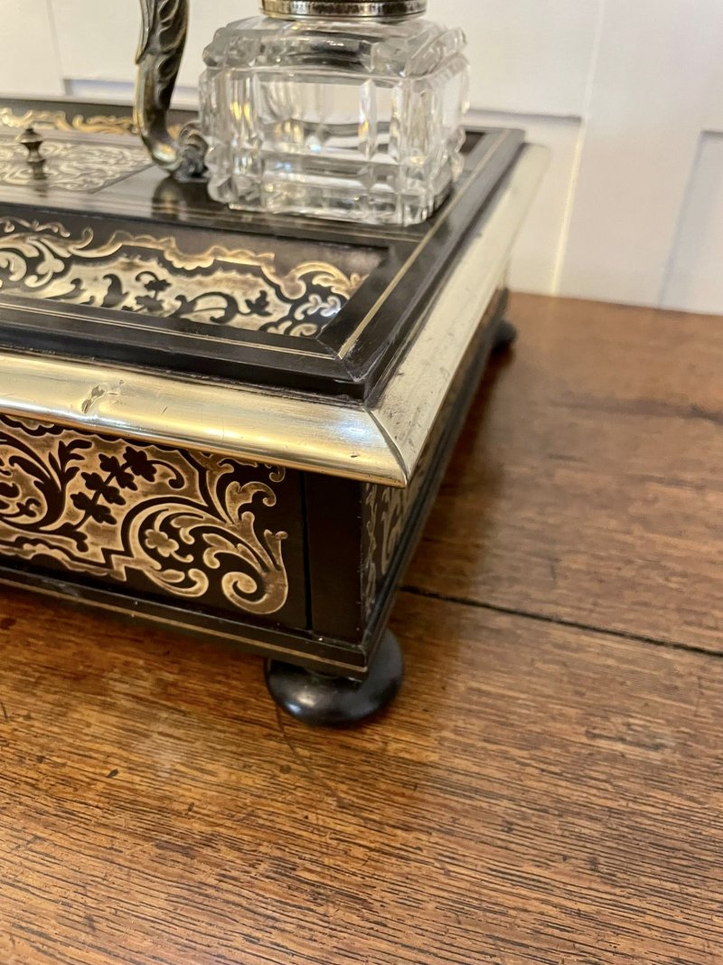 Fine Quality Antique Victorian French Freestanding Inlaid Boulle Desk Set - Image 11