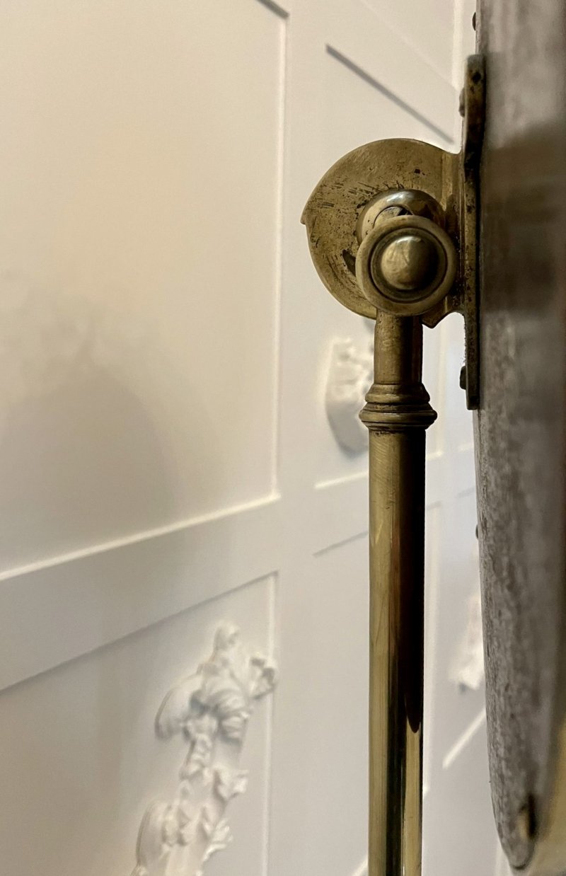 Unusual Antique Victorian Quality Mahogany and Brass Adjustable Mirror on Stand - Image 7