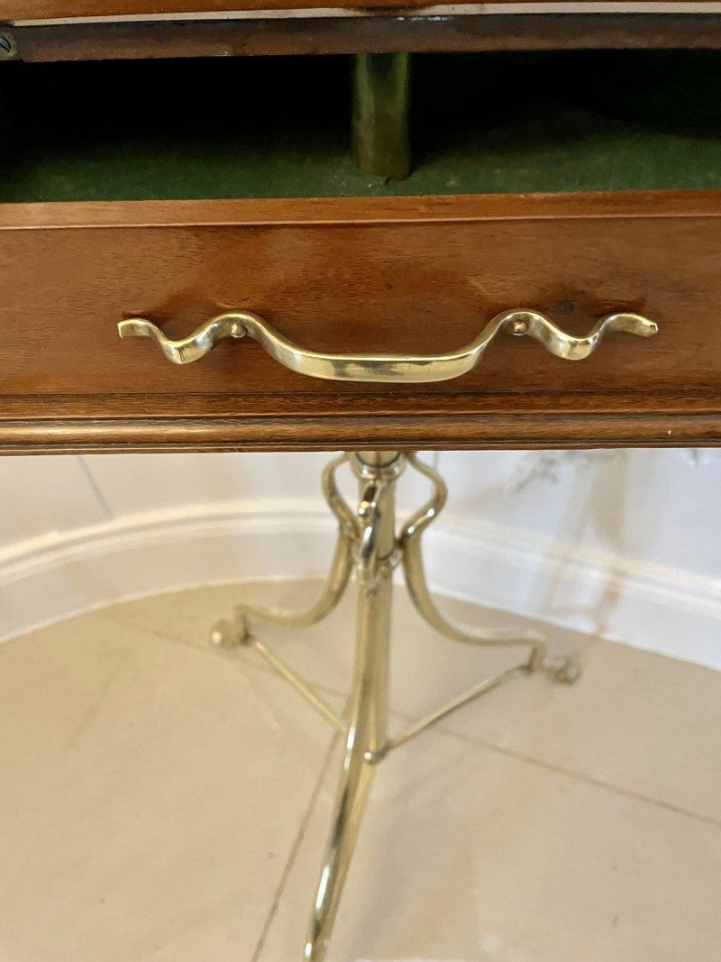 Unusual Antique Victorian Quality Mahogany and Brass Adjustable Mirror on Stand - Image 9