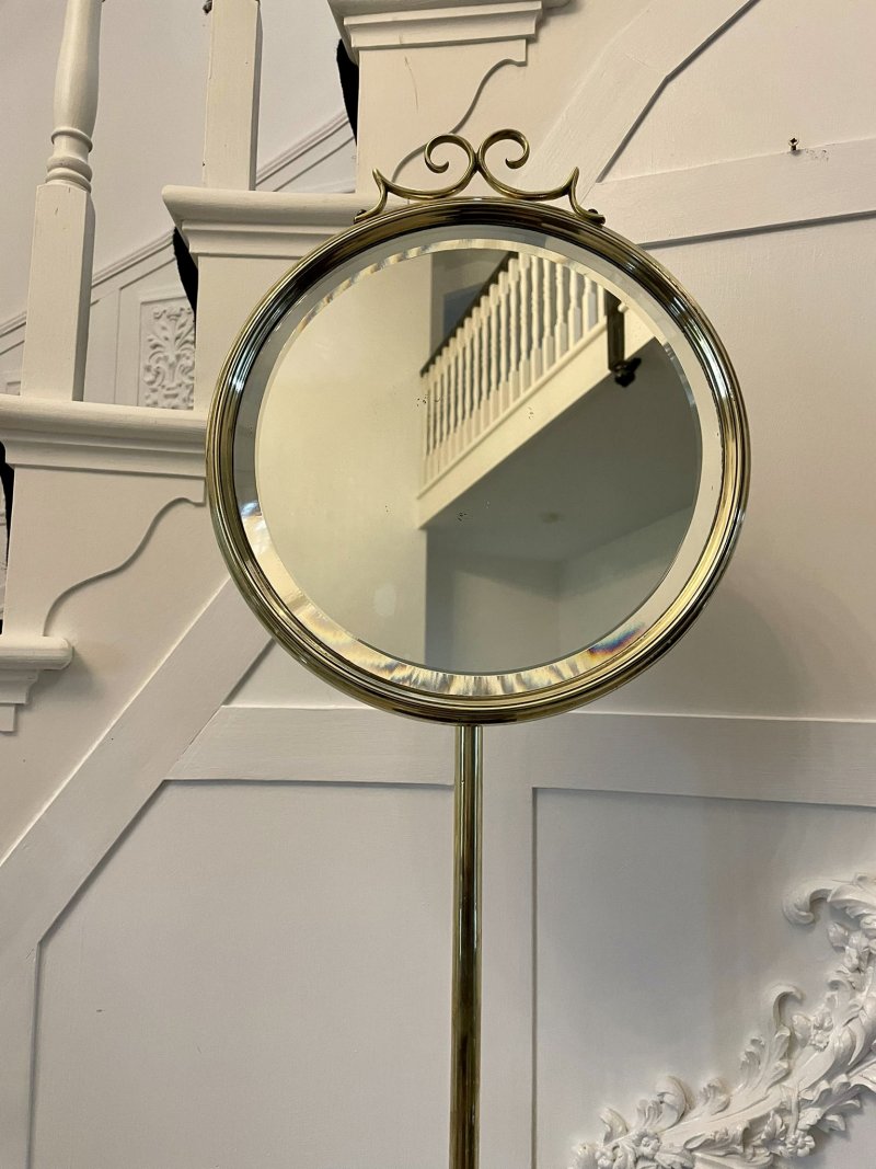 Unusual Antique Victorian Quality Mahogany and Brass Adjustable Mirror on Stand - Image 2