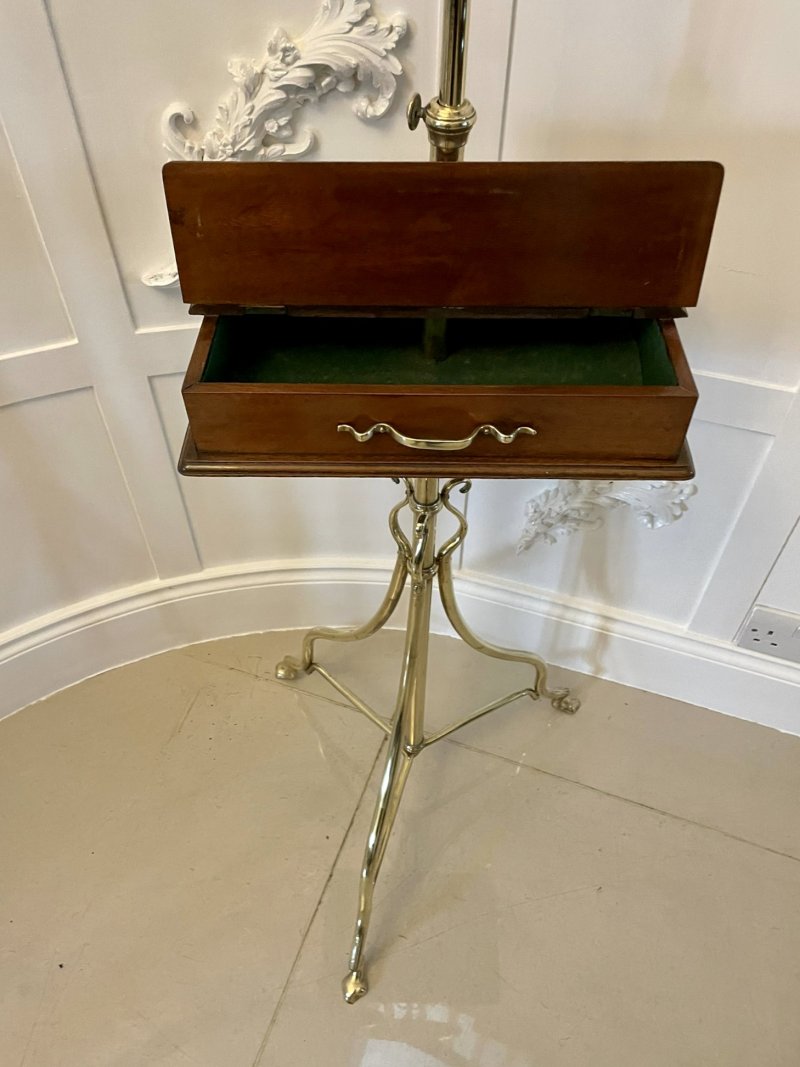 Unusual Antique Victorian Quality Mahogany and Brass Adjustable Mirror on Stand - Image 10