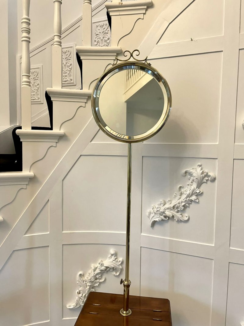 Unusual Antique Victorian Quality Mahogany and Brass Adjustable Mirror on Stand - Image 6