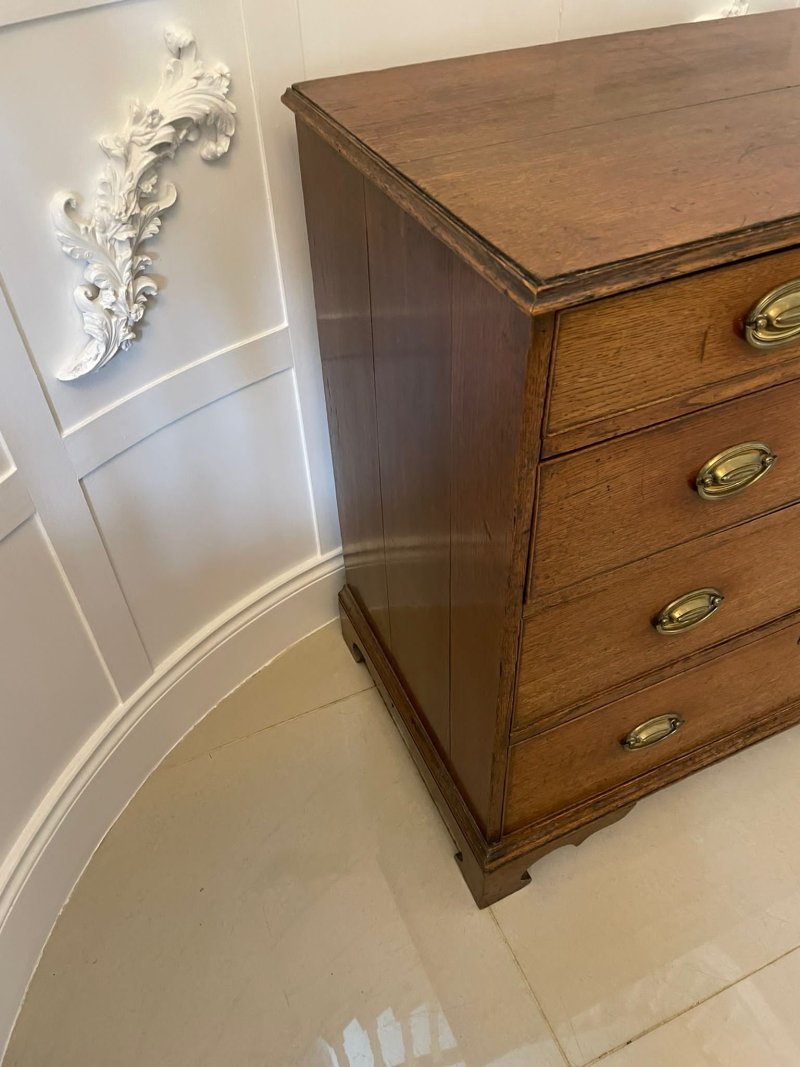 Antique George III Quality Oak Chest of Drawers - Image 7