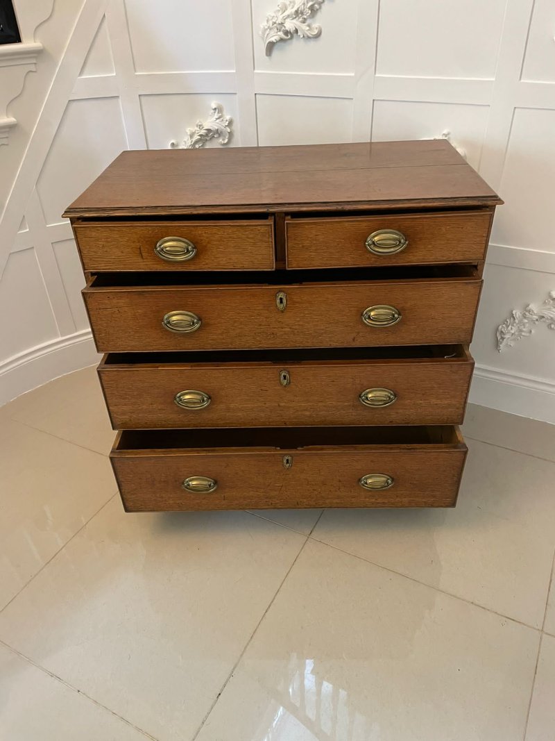 Antique George III Quality Oak Chest of Drawers - Image 5