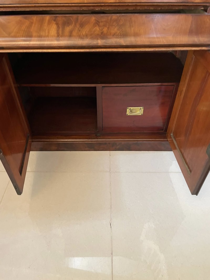 Outstanding Quality Antique Victorian Figured Mahogany Glazed Cupboard Bookcase - Image 12