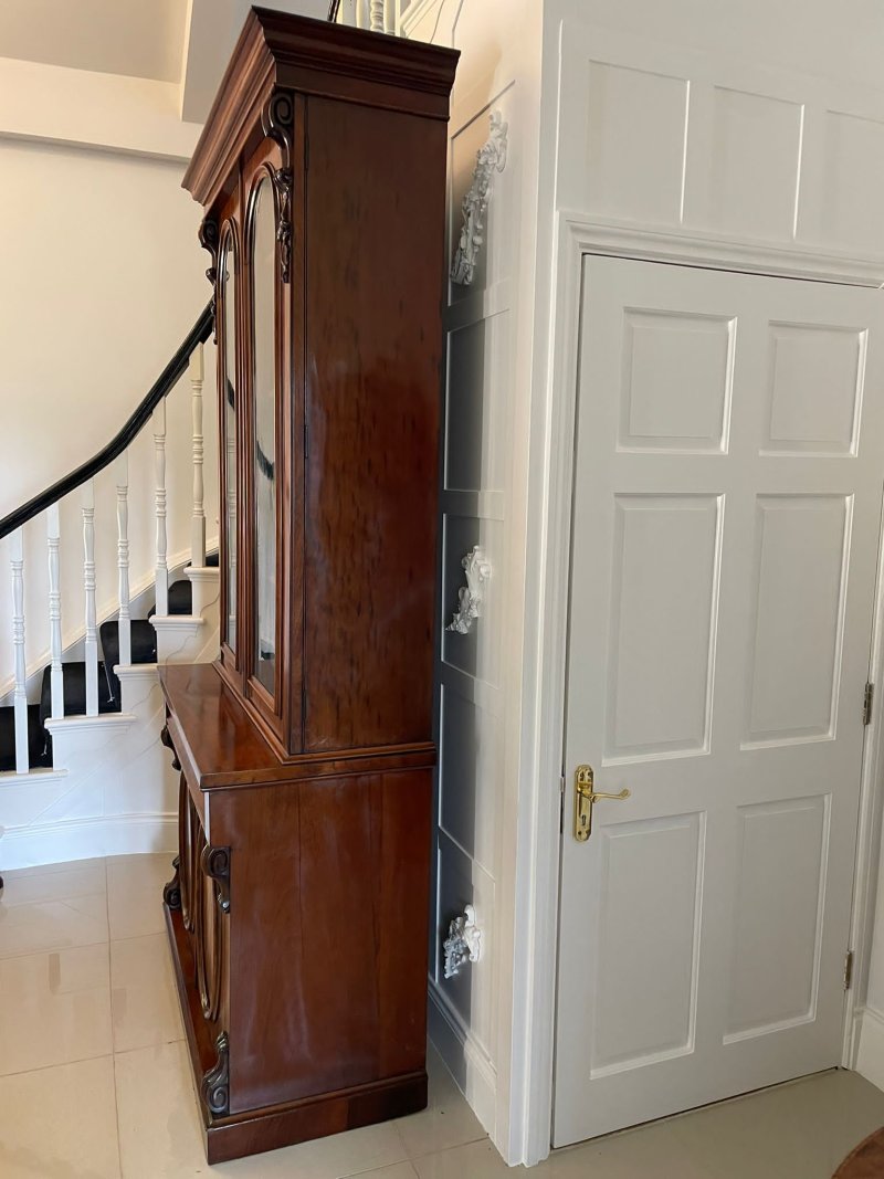 Outstanding Quality Antique Victorian Figured Mahogany Glazed Cupboard Bookcase - Image 4