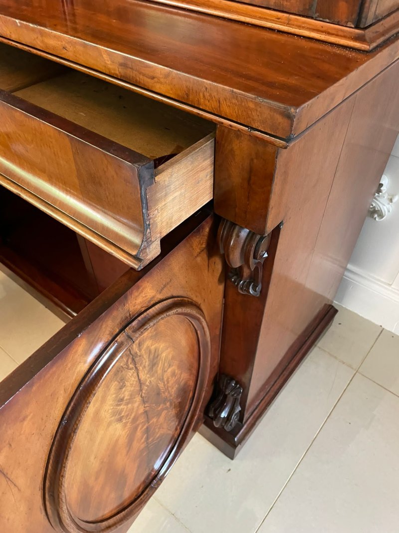 Outstanding Quality Antique Victorian Figured Mahogany Glazed Cupboard Bookcase - Image 15