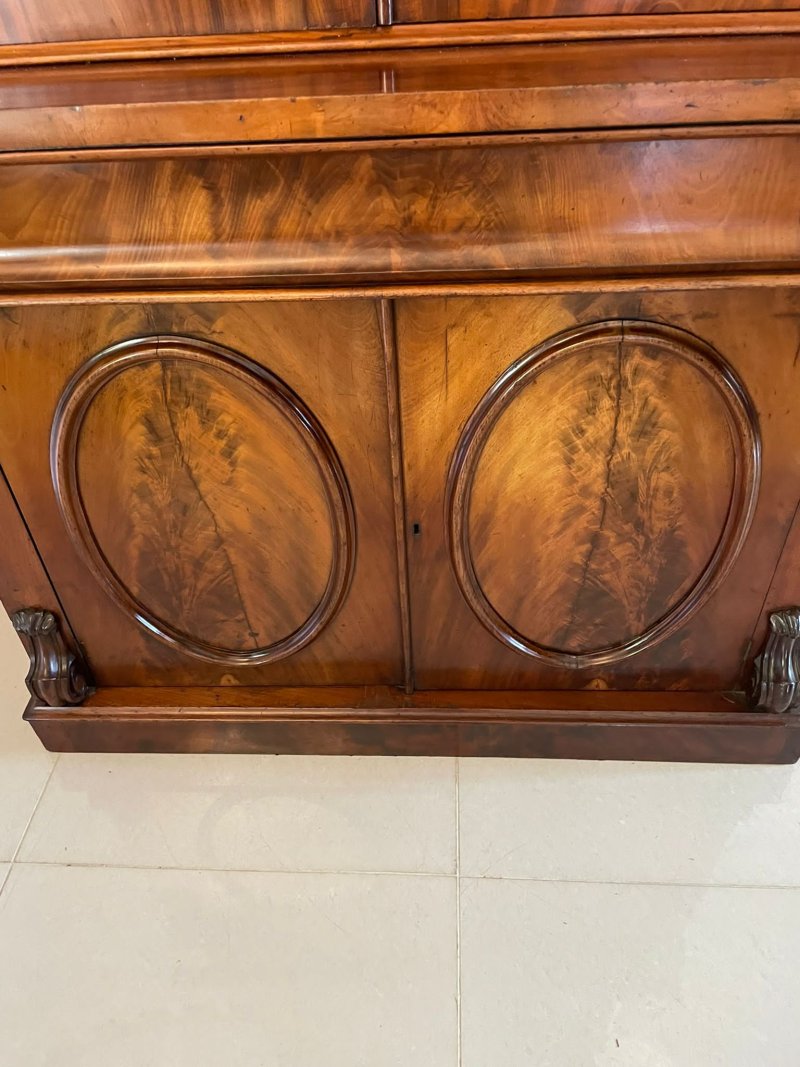 Outstanding Quality Antique Victorian Figured Mahogany Glazed Cupboard Bookcase - Image 11