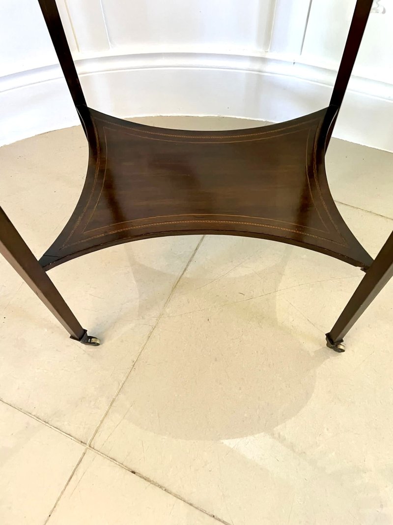 Antique Edwardian Oval Quality Mahogany Inlaid Lamp Table - Image 14
